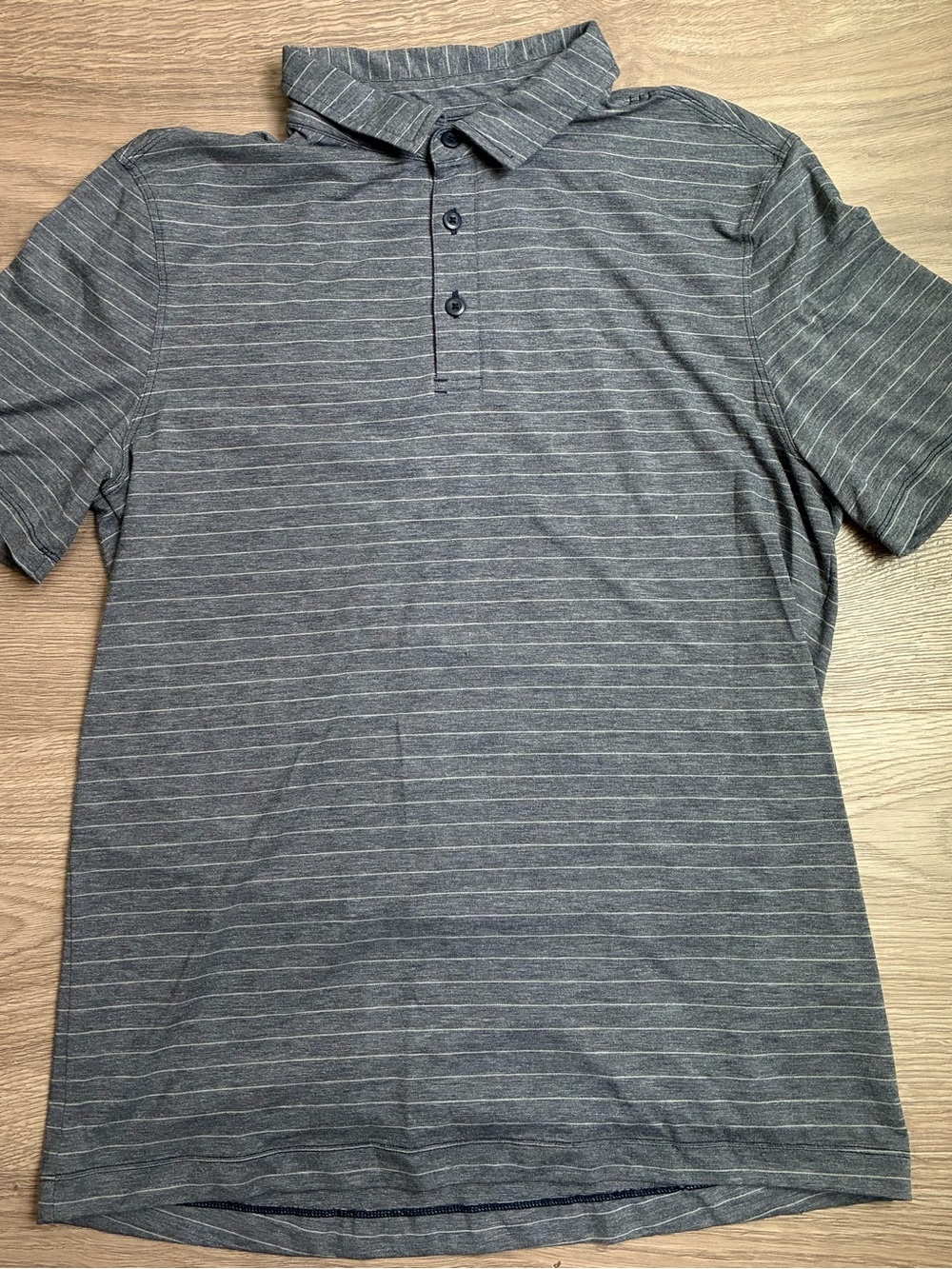 Lululemon Shirt Men’s M Gray Striped Evolution Polo Golf Performance Stretch